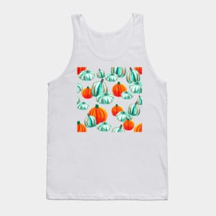 Watercolor Halloween Pumpkins - Orange & Teal Tank Top